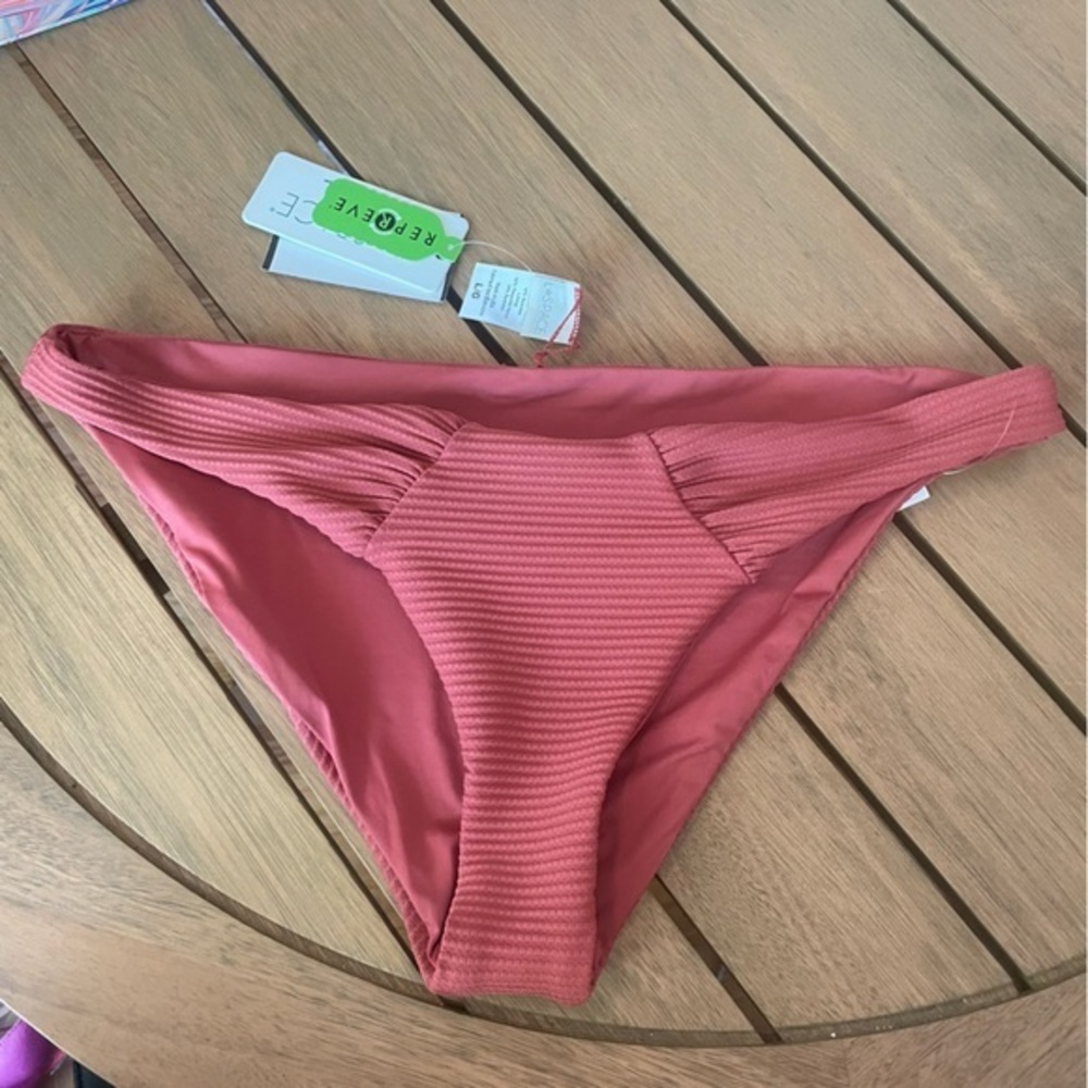 L*space ribbed bikini bottom pretty pink/red/brown
